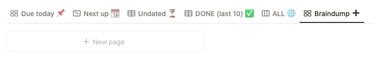 adhd notion dashboard task braindump view